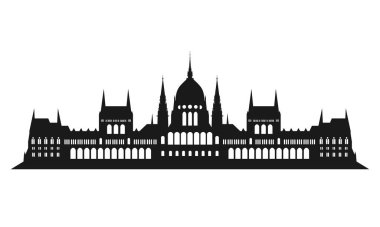 Budapeşte parlamentosu silueti. Vektör illüstrasyonu