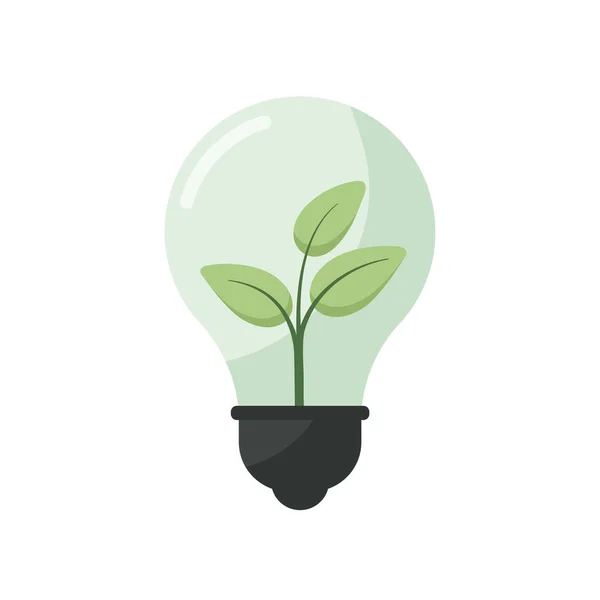 Glühbirne Mit Pflanze Innen Isoliert Auf Weißem Hintergrund Grünes Energiekonzept — Stockvektor