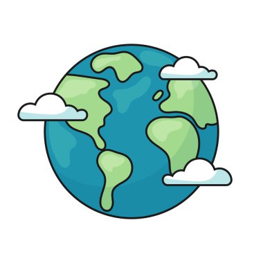 Beyaz arka plan üzerinde izole Earth simgesini. Vektör çizim