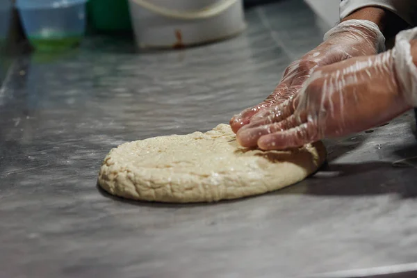 Dough Being Prepared Mixed Hand Restaurant — Stockfoto