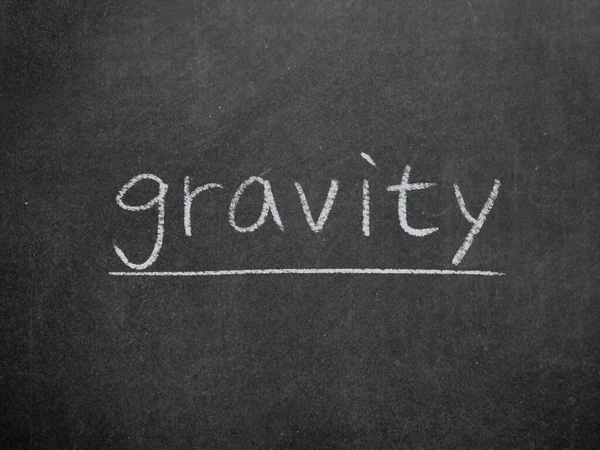 Gravity Concept Cuvânt Fundal Tablă — Fotografie, imagine de stoc