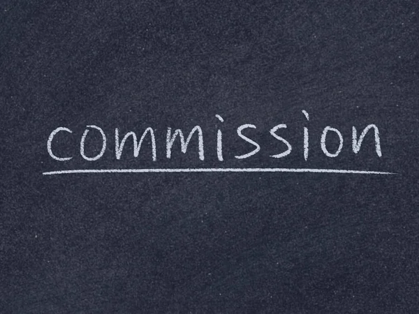 Palabra Concepto Comisión Fondo Pizarra — Foto de Stock