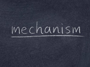 Karatahta arkaplanındaki mekanizma kavramı kelimesi