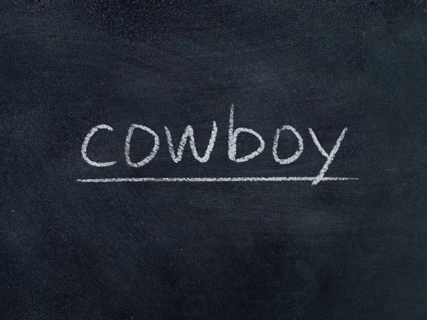 Cowboy Begrepp Ord Svarta Tavlan Bakgrund — Stockfoto