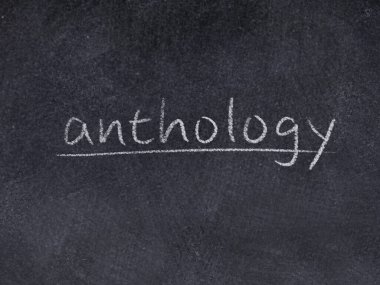 Karatahta arka planında antoloji kavramı kelimesi