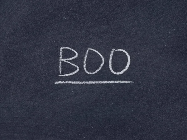 黑板背景下的Boo概念词 — 图库照片