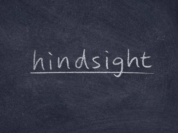 Hindsight Concept Word Blackboard Background — Stock Photo, Image