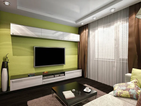 Ilustración Interior Para Mostrar Diseño Dormitorio Invitados Con Tema Moderno —  Fotos de Stock