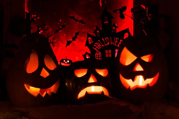 Cómo Hacer Calabazas Halloween Jack Lanterns Decoración Halloween Perfecta Echa —  Fotos de Stock