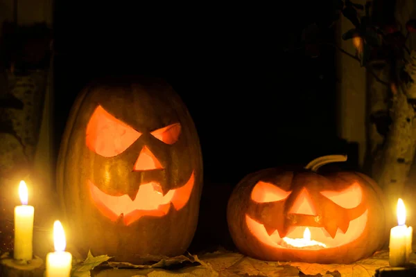 Cómo Hacer Calabazas Halloween Jack Lanterns Decoración Halloween Perfecta Echa — Foto de Stock