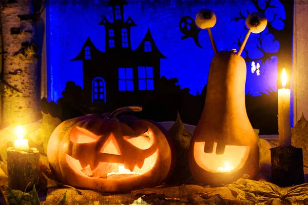 Jak Zrobić Halloween Dynie Jack Latarnie Idealna Dekoracja Halloween Sprawdź — Zdjęcie stockowe