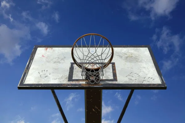 Basketball Hoop Cloudy Blue Sky Rendering — Stock fotografie