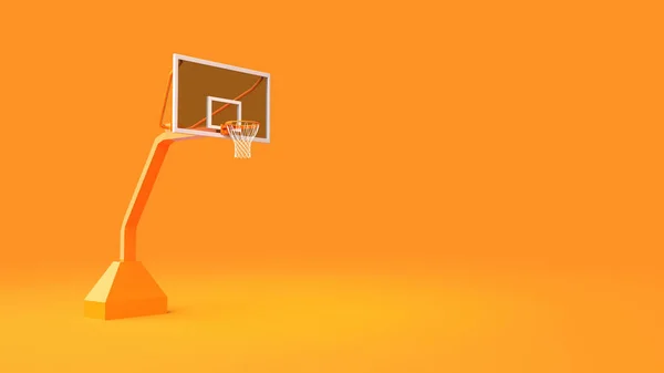 Basquete Aro Fundo Laranja Renderização — Fotografia de Stock