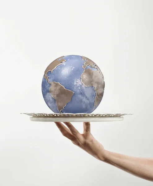 Present World Tray Rendering — Stock Photo, Image