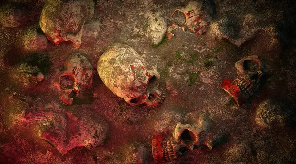 Skulls Dark Night Rendering — стоковое фото