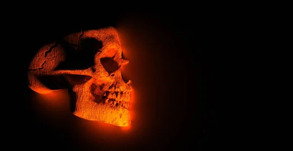 頭蓋骨と暗い雲3Dレンダリング — ストック写真
