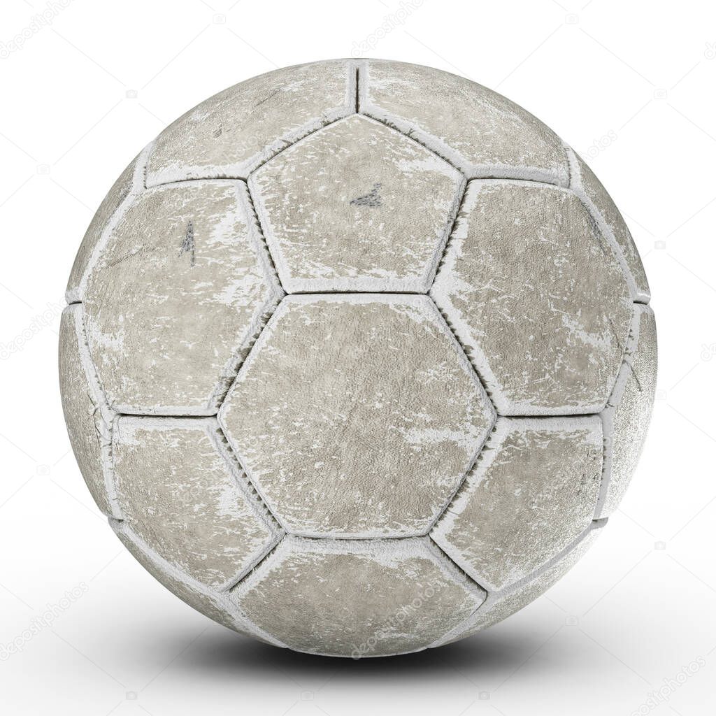 Old soccer ball, 3d rendering