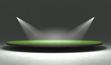 Futbol oyuncusu ve stadyum, hayali bir stadyum modellenir ve sahnelenir..