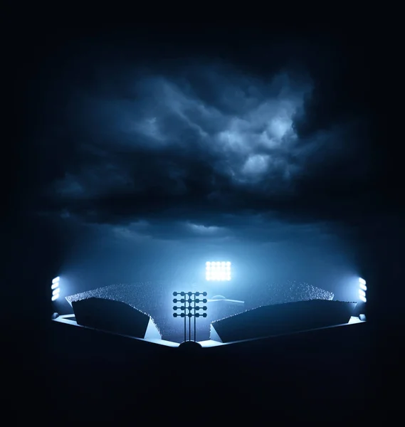 Stadion Reflektorok Renderelés — Stock Fotó