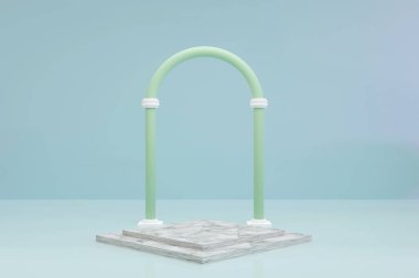 3B Render, Podyum kaidesi veya boş alan arkaplanındaki platform minimum, 3d ürün modeli, Ürün sunumu