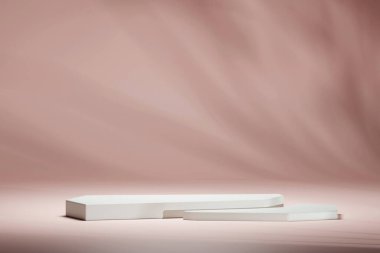 3B Render, Podyum kaidesi veya boş alan arkaplanındaki platform minimum, 3d ürün modeli, Ürün sunumu