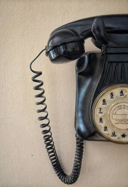 Close Vintage Black Telephone — Stock Photo, Image