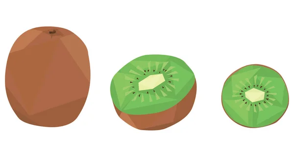 Kiwi Frutas Isoladas Fundo Branco Kiwi Inteiro Meio Uma Fatia — Vetor de Stock