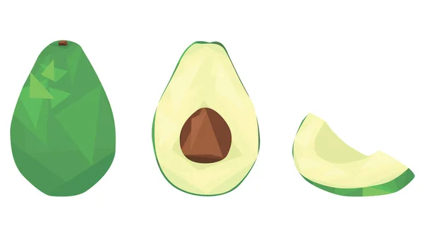 Zet Avocado Geïsoleerd Witte Achtergrond Een Hele Avocado Helft Met — Stockvector