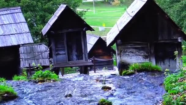 Tradiční Vodní Mlýny Řece Pliva Bosně Hercegovině — Stock video