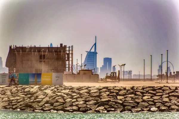 Poussière Sable Pendant Journée Venteuse Dubaï Eau — Photo