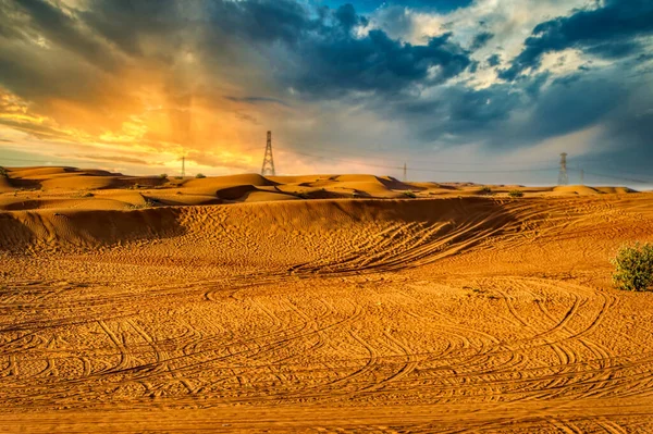 Desert Landscape Cloudy Sunset — Stock fotografie