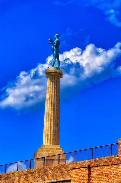 Belgrad Serbia Kwietnia 2020 Pomnik Zwycięzcy Górnym Mieście Twierdzy Belgradzie — Zdjęcie stockowe