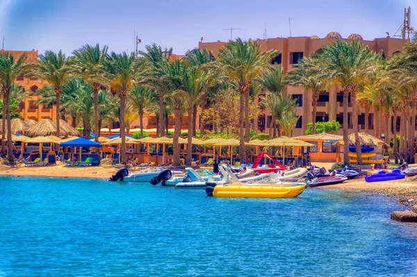 Hurghada Ägypten Mai 2021 Luftaufnahme Über Den Strand Bei Sonnigem — Stockfoto
