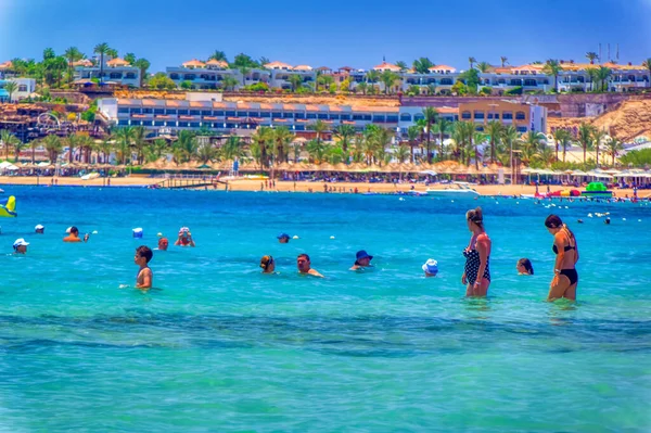 Sharm Sheikh Egypt July 2021 Tourists Daily Activities Beach Sharm — Stock Photo, Image