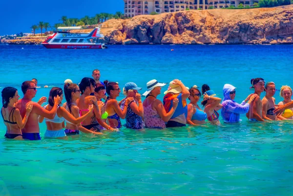 Sharm Sheikh Egypten Juli 2021 Turister Dagliga Aktiviteter Stranden Sharm — Stockfoto