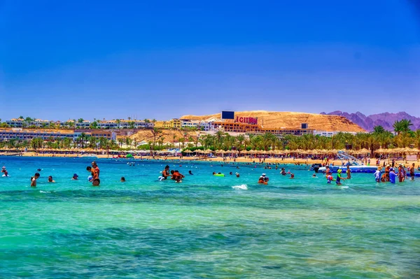 Sharm Sheikh Egypt July 2021 Tourists Daily Activities Beach Sharm Stock Picture