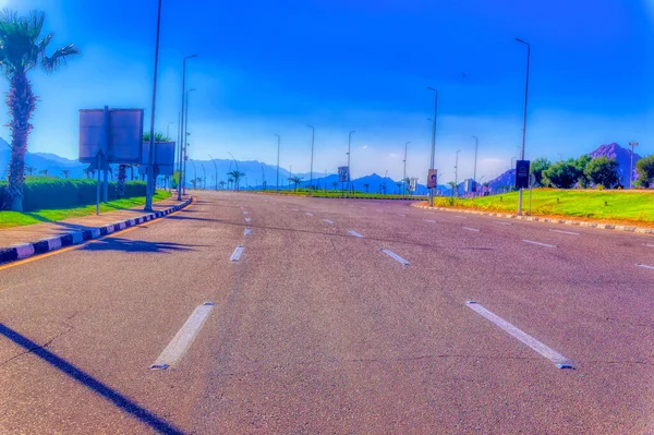 Sharm Sheikh Egipto Julio 2021 Autopista Durante Caluroso Día Verano — Foto de Stock