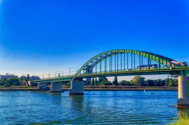 Old railway bridge over Sava river in Belgrade, Serbia.