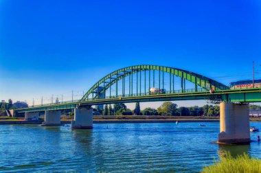 Old railway bridge over Sava river in Belgrade, Serbia.