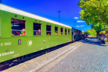 Mokgra Gora, Serbia, September 13 2021: Visitors at train Sargan Eight at Mokra Gora, Serbia.