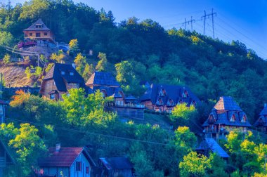 Mokra Gora, Serbia, September 13 2021: Mountain houses at Mokra Gora in Zlatibor, Serbia.