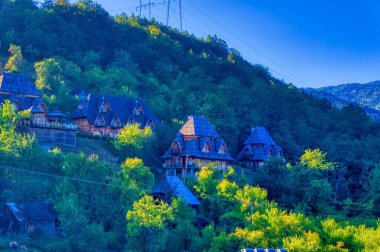 Mokra Gora, Serbia, September 13 2021: Mountain houses at Mokra Gora in Zlatibor, Serbia.