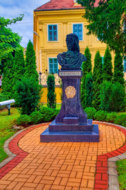 Sremski Karlovci, Serbia, September 21 2021: Monument dedicated to famous Serbian poet Branko Radicevic in Sremski Karlovci, Serbia.
