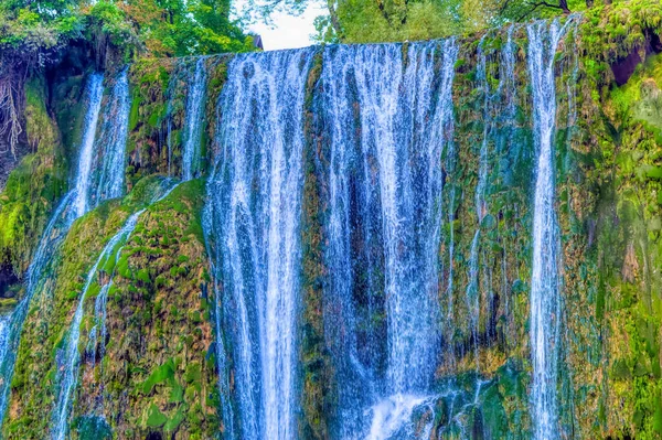View over big waterfall of river Pliva in city of Jajce in Bosnia and Herzegovina.