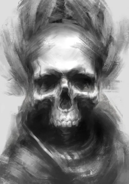 Cráneo Hombre Larga Vida Hombre Muerto Forma Boceto — Foto de Stock