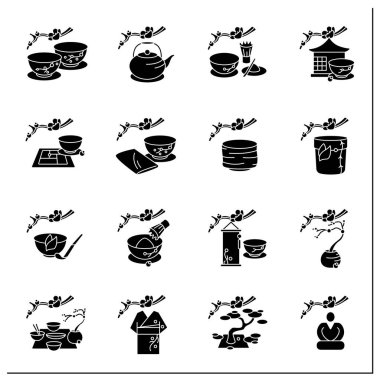 Japon çay seremonisi sembolleri ayarlandı