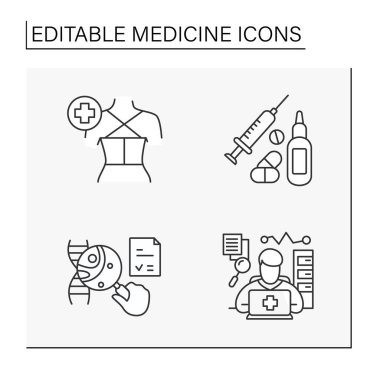 Tıp satır Icons set