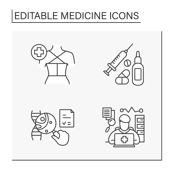 Linha de medicamentos ícones conjunto —  Vetores de Stock