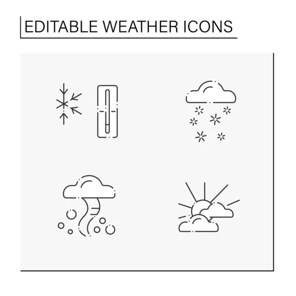 Icônes de ligne météo ensemble — Image vectorielle