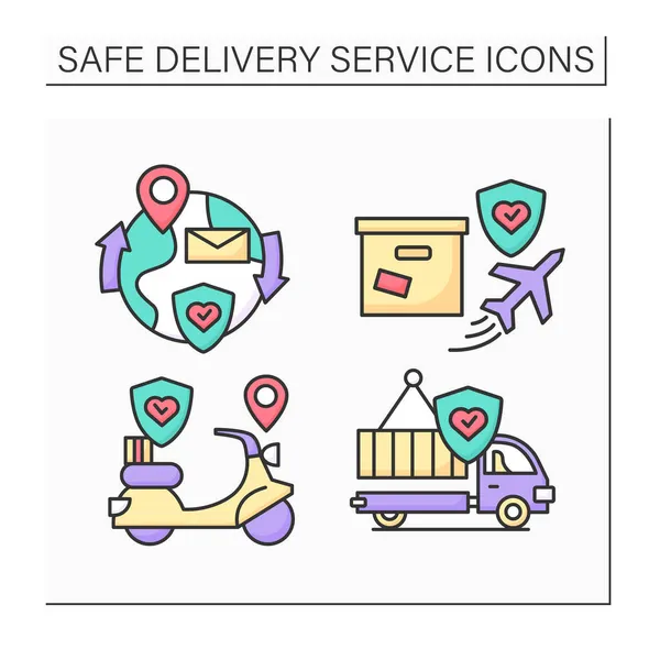 Safe delivery color icons set — Stock Vector